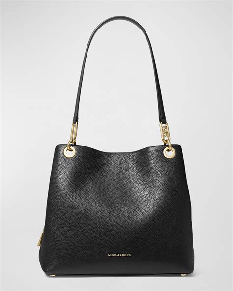 black leather tote bag michael kors|Michael Kors kensington large tote.